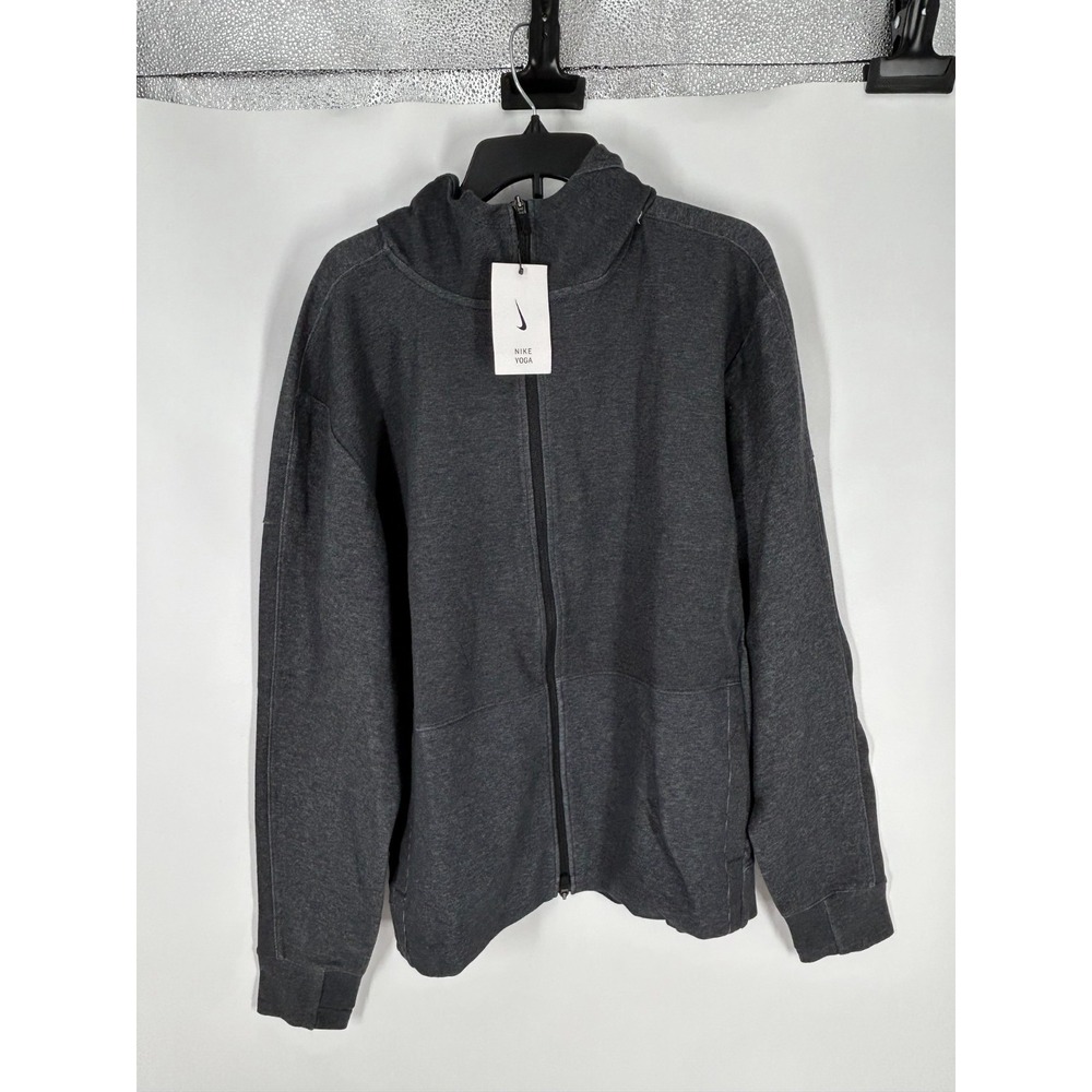 Nike Yoga Dri Fit Hoodie Mens Large Gray Jacket Standard‎ Fit Hooded CU6260-010